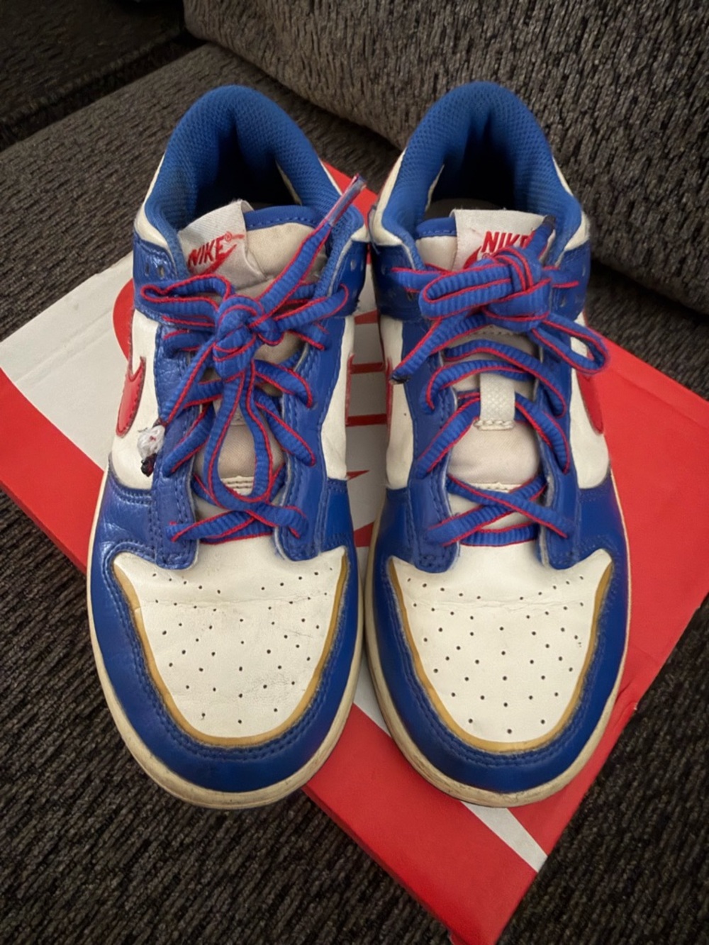Nike Kids Blue, White and Red Dunk Sneakers 2y